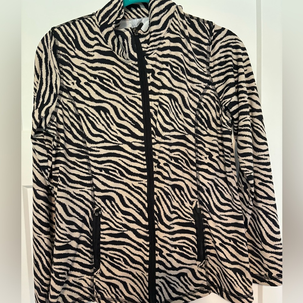LULU-B zipper animal print jacket in tan/black tiger size S